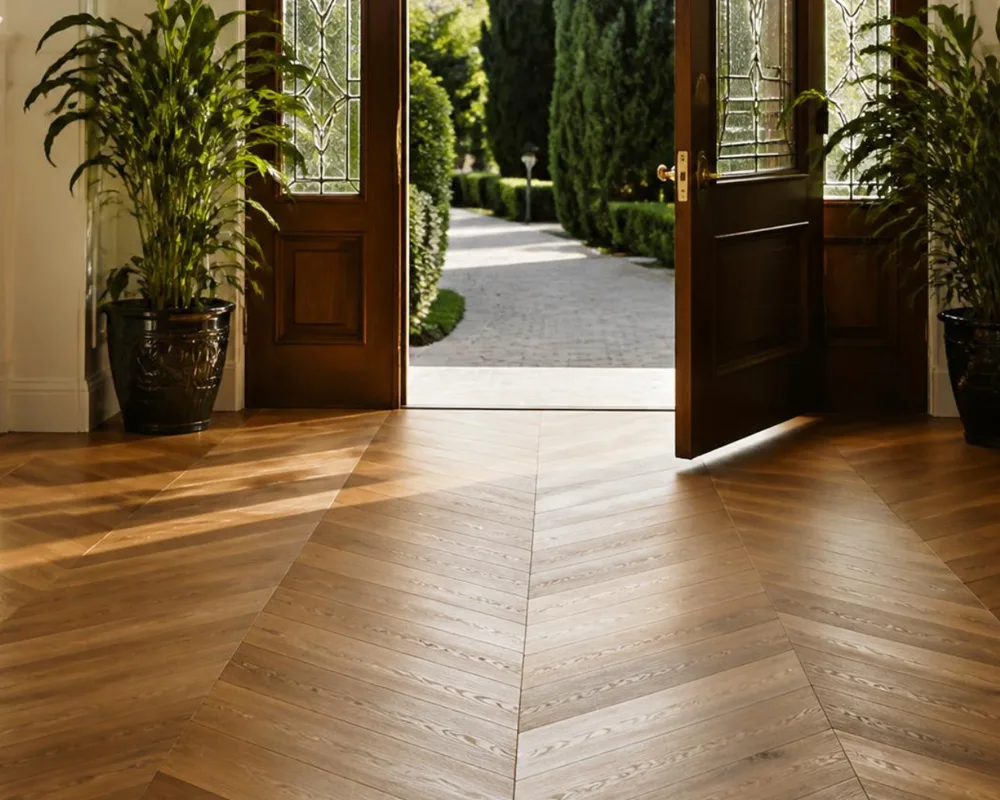 Chevron Wood Floor at Entrance