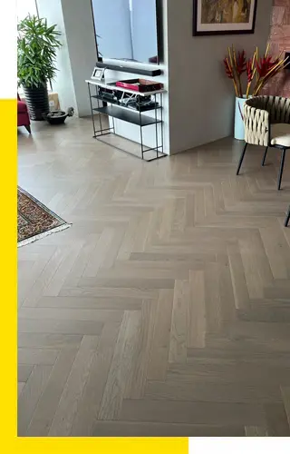 Herringbone pattern wood flooring